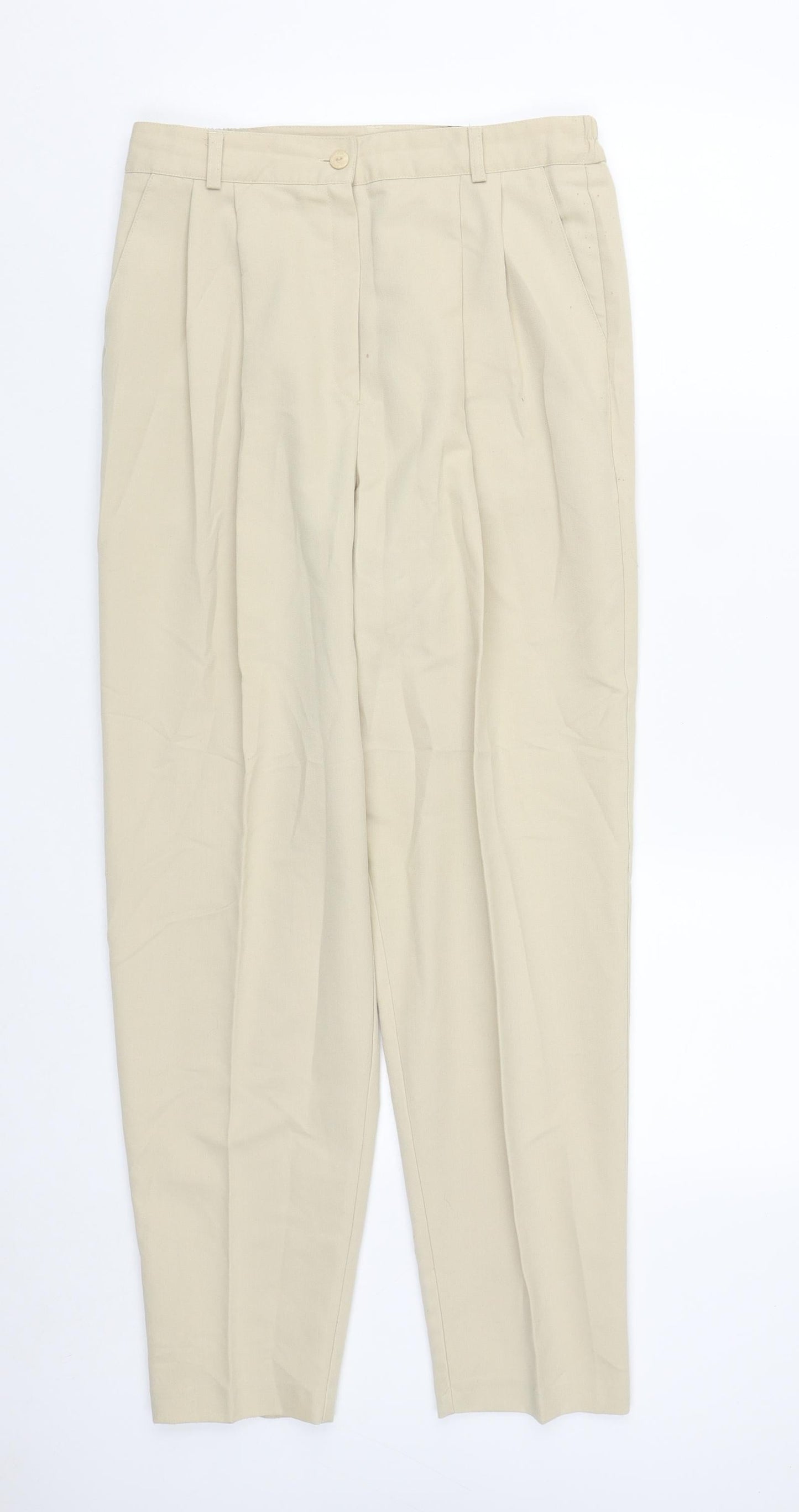 Soon Womens Beige  Polyester Trousers  Size 14 L30 in Regular Zip