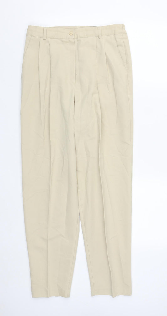 Soon Womens Beige  Polyester Trousers  Size 14 L30 in Regular Zip