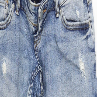 Primark Womens Blue  Cotton Straight Jeans Size 8 L26 in Regular Button