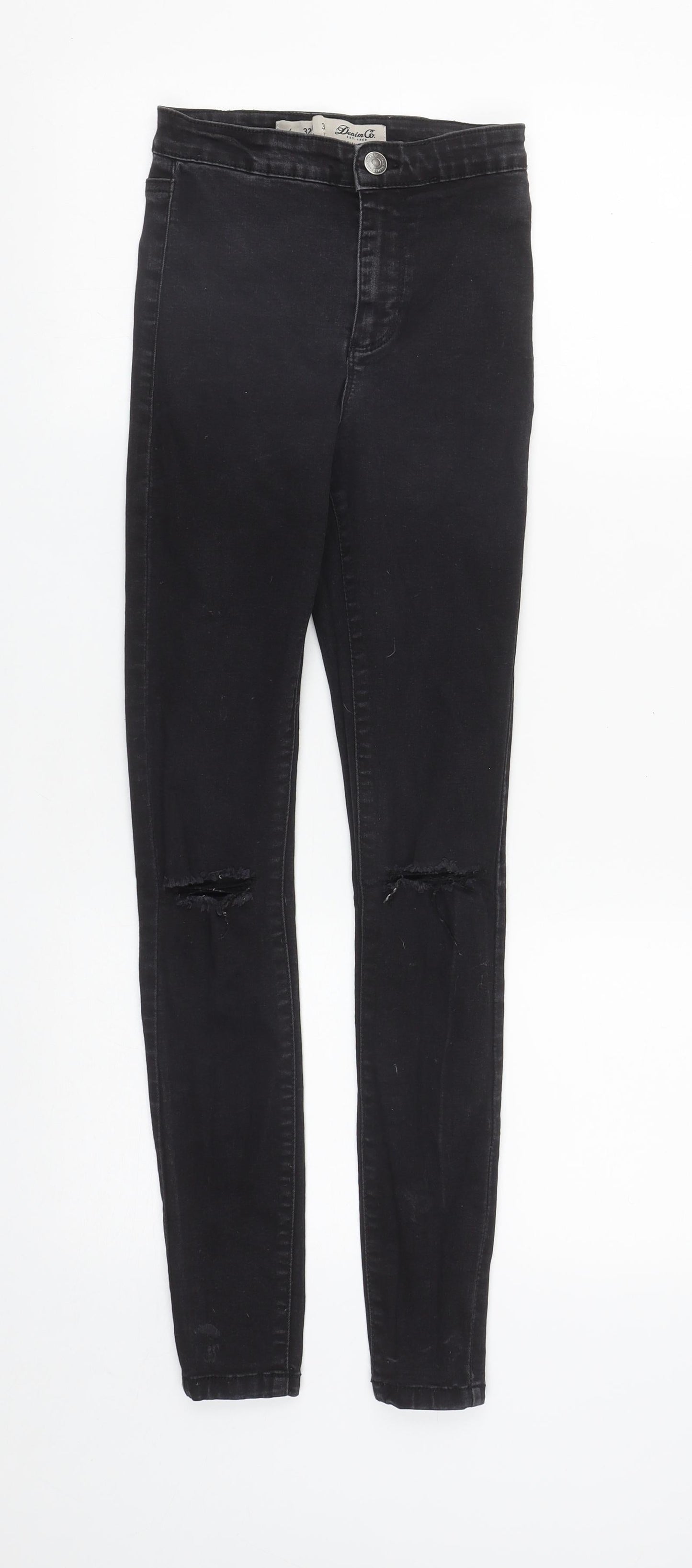 Denim & Co. Womens Black  Cotton Straight Jeans Size 4 L27 in Regular Zip