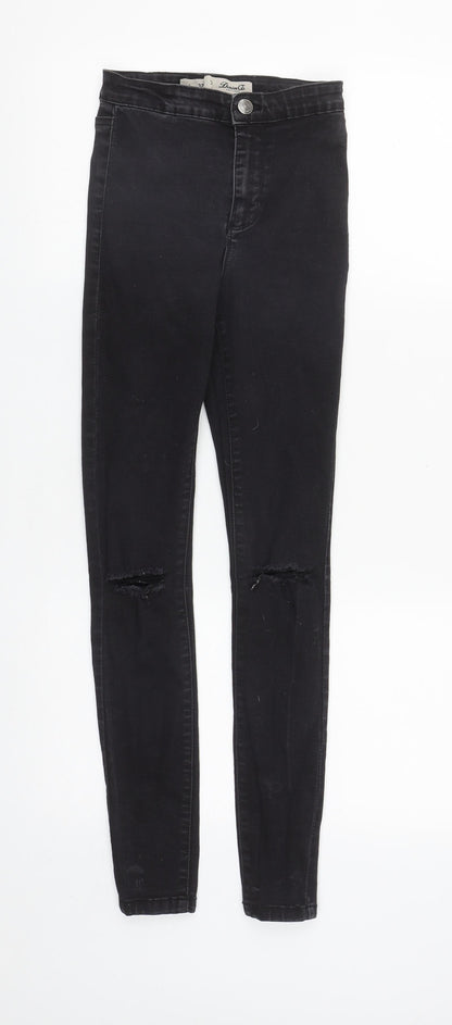 Denim & Co. Womens Black  Cotton Straight Jeans Size 4 L27 in Regular Zip