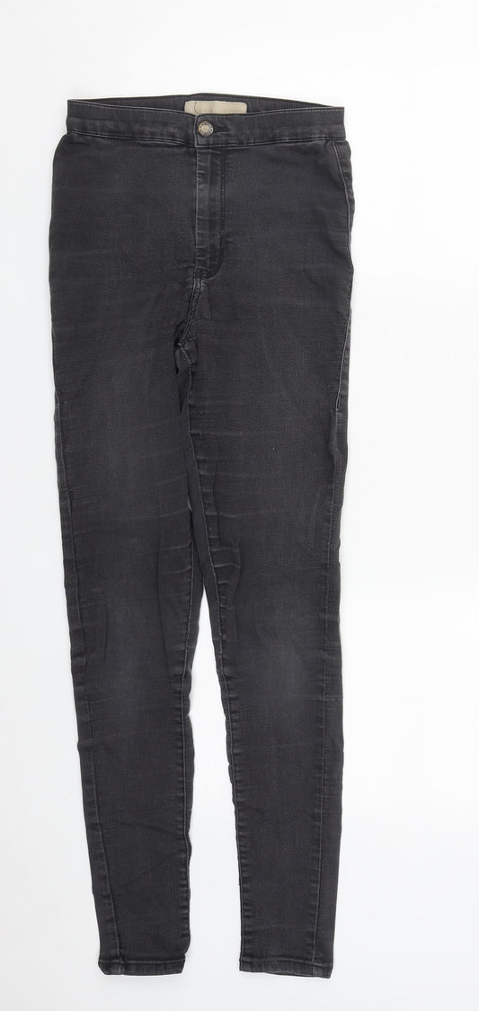 Topshop Womens Black  Cotton Straight Jeans Size 28 in L27 in Regular Zip