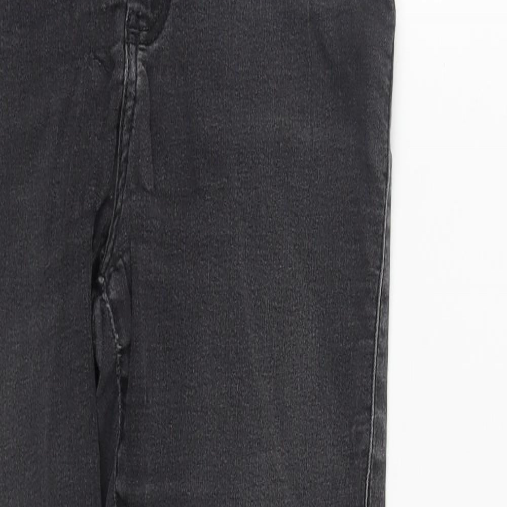 Topshop Womens Black  Cotton Straight Jeans Size 28 in L27 in Regular Zip