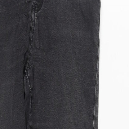 Topshop Womens Black  Cotton Straight Jeans Size 28 in L27 in Regular Zip