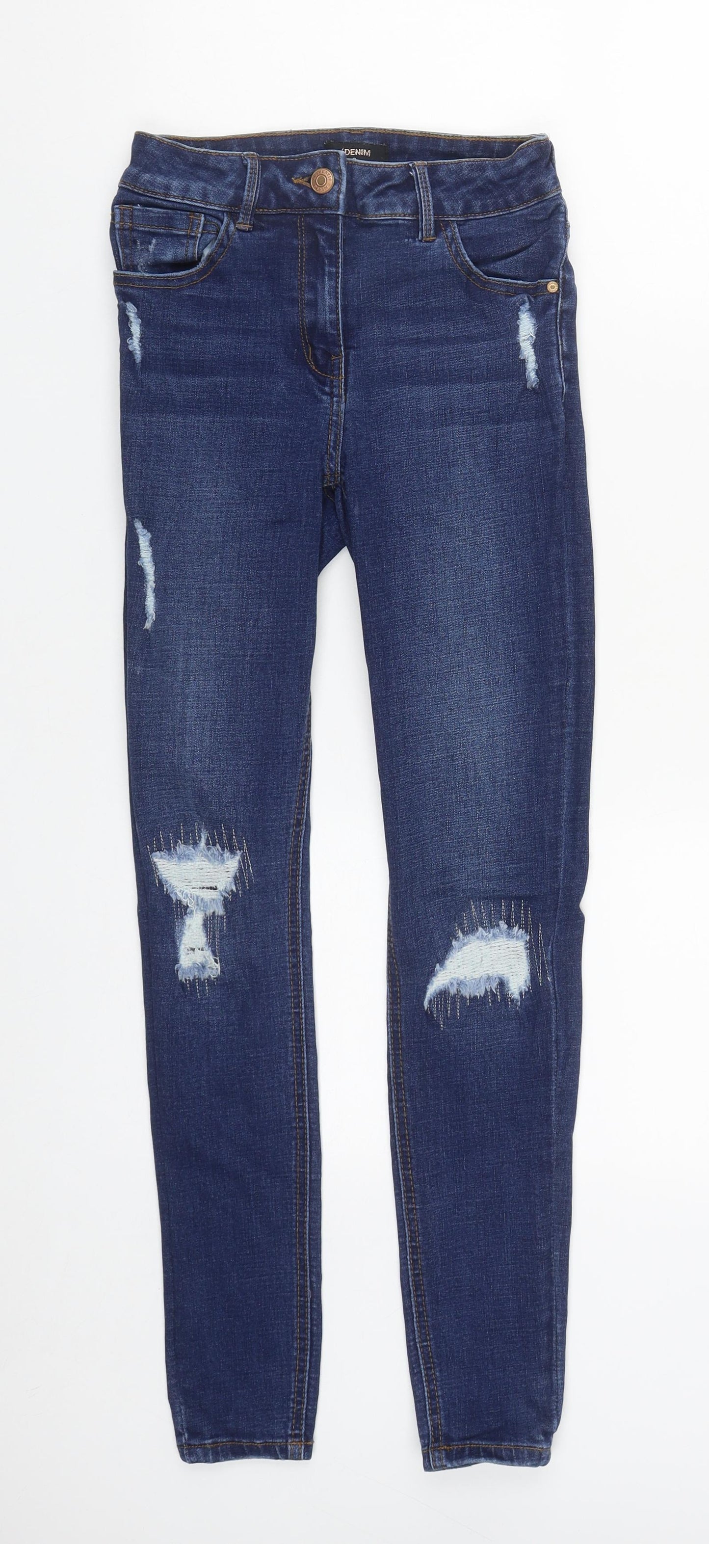 Matalan Womens Blue  Cotton Straight Jeans Size 8 L27 in Regular Zip