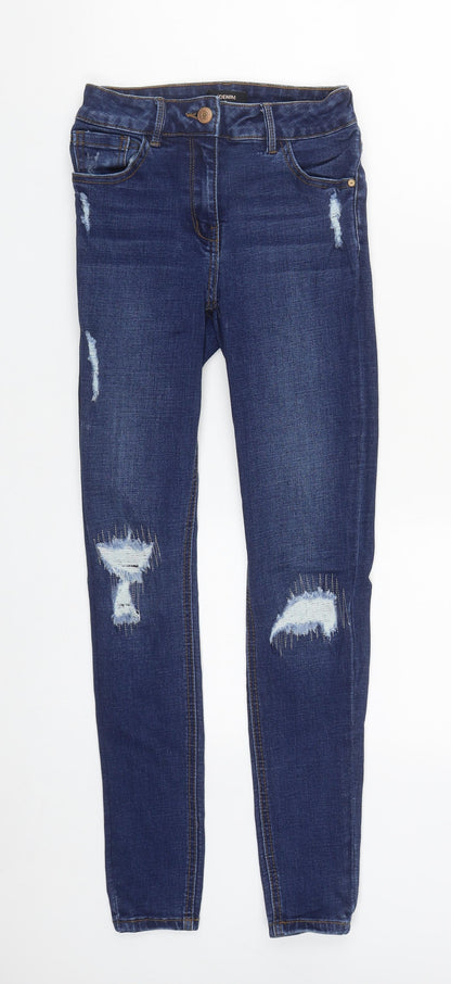 Matalan Womens Blue  Cotton Straight Jeans Size 8 L27 in Regular Zip