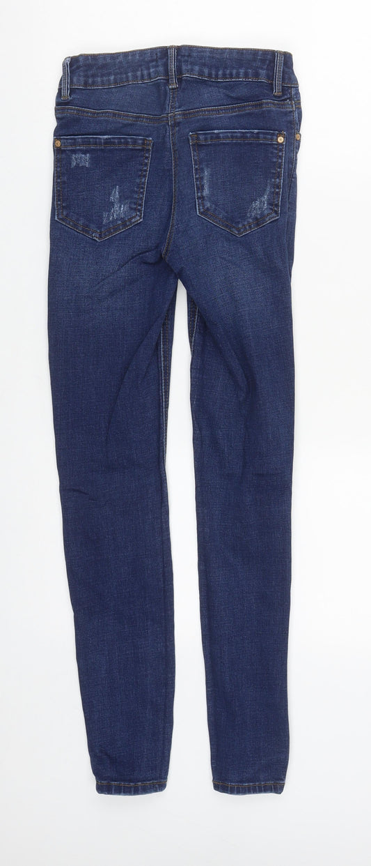 Matalan Womens Blue  Cotton Straight Jeans Size 8 L27 in Regular Zip