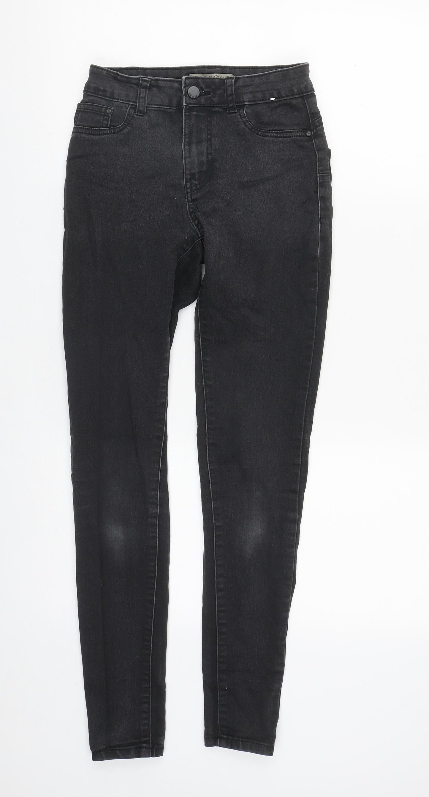 Denim & Co. Womens Black  Cotton Straight Jeans Size 4 L28 in Regular Zip