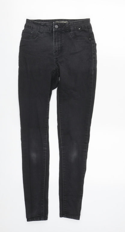 Denim & Co. Womens Black  Cotton Straight Jeans Size 4 L28 in Regular Zip