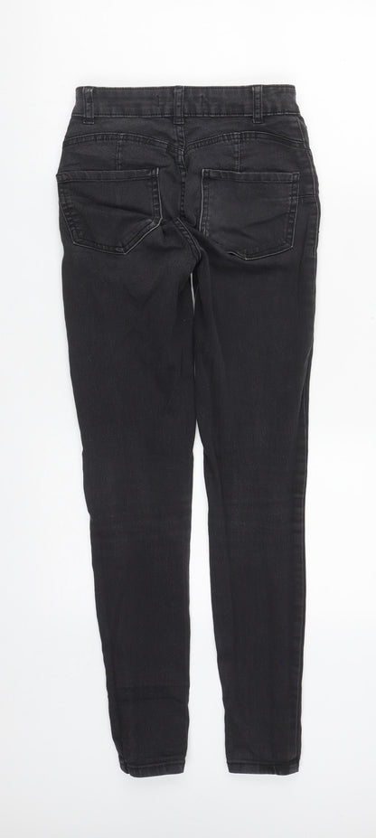 Denim & Co. Womens Black  Cotton Straight Jeans Size 4 L28 in Regular Zip