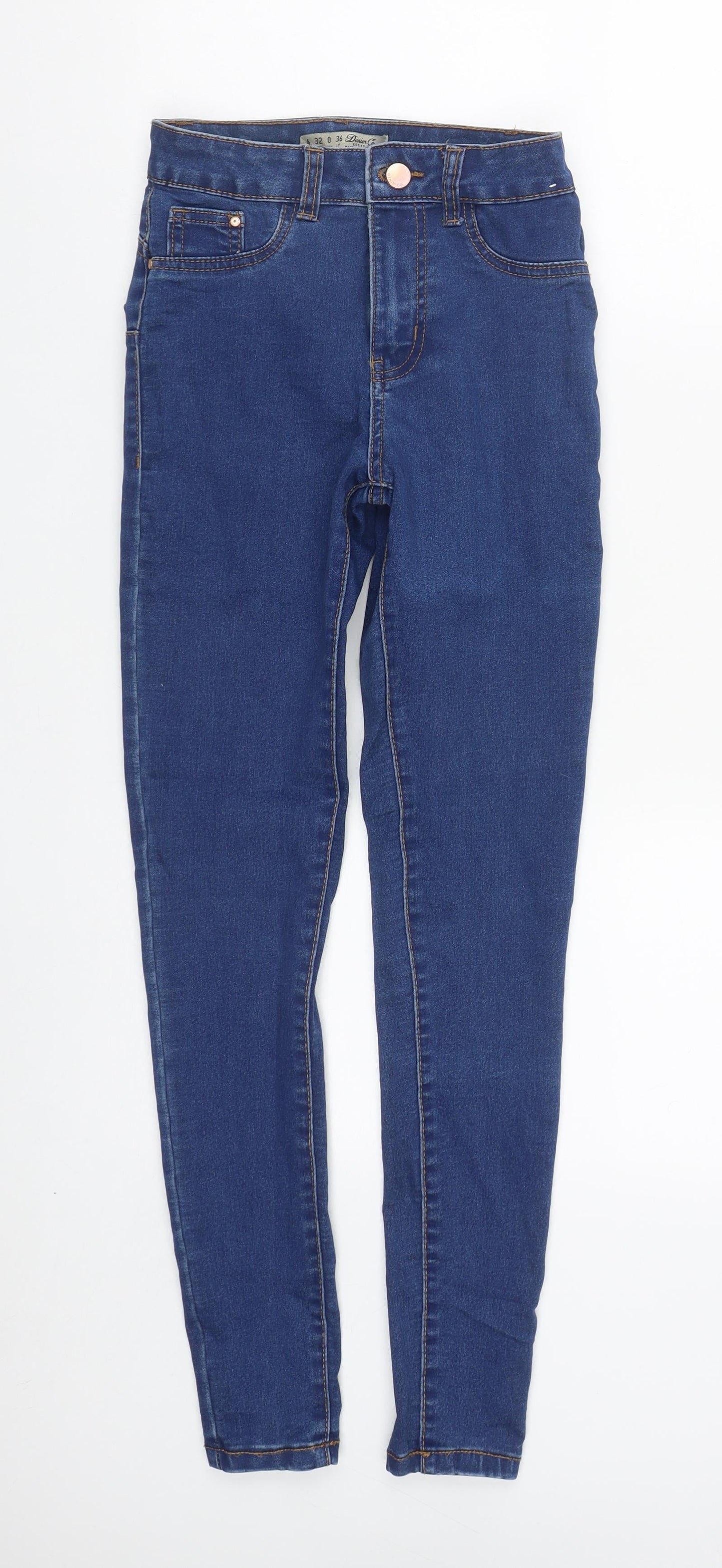 Denim & Co. Womens Blue  Cotton Straight Jeans Size 4 L28 in Regular Zip