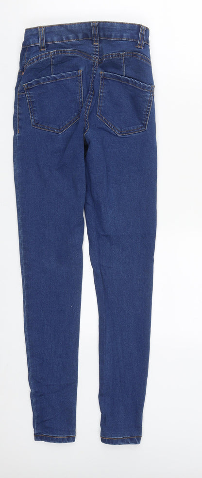 Denim & Co. Womens Blue  Cotton Straight Jeans Size 4 L28 in Regular Zip