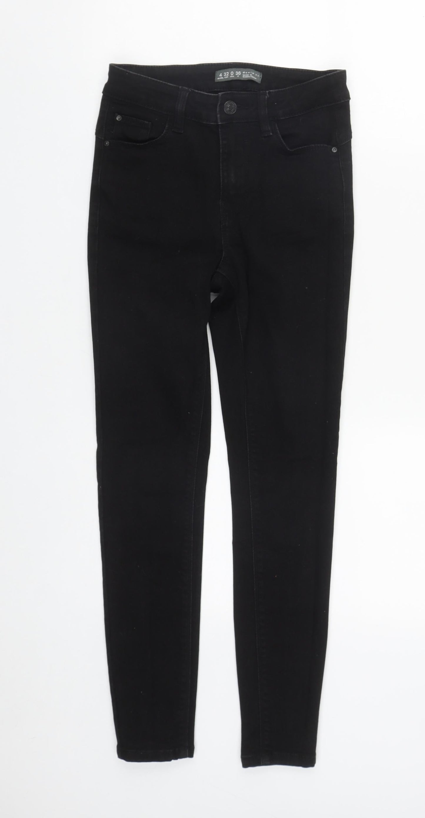 Denim & Co. Womens Black  Cotton Straight Jeans Size 4 L25 in Regular Zip