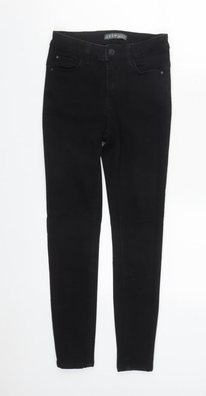 Denim & Co. Womens Black  Cotton Straight Jeans Size 4 L25 in Regular Zip