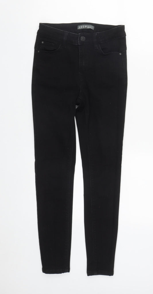 Denim & Co. Womens Black  Cotton Straight Jeans Size 4 L25 in Regular Zip
