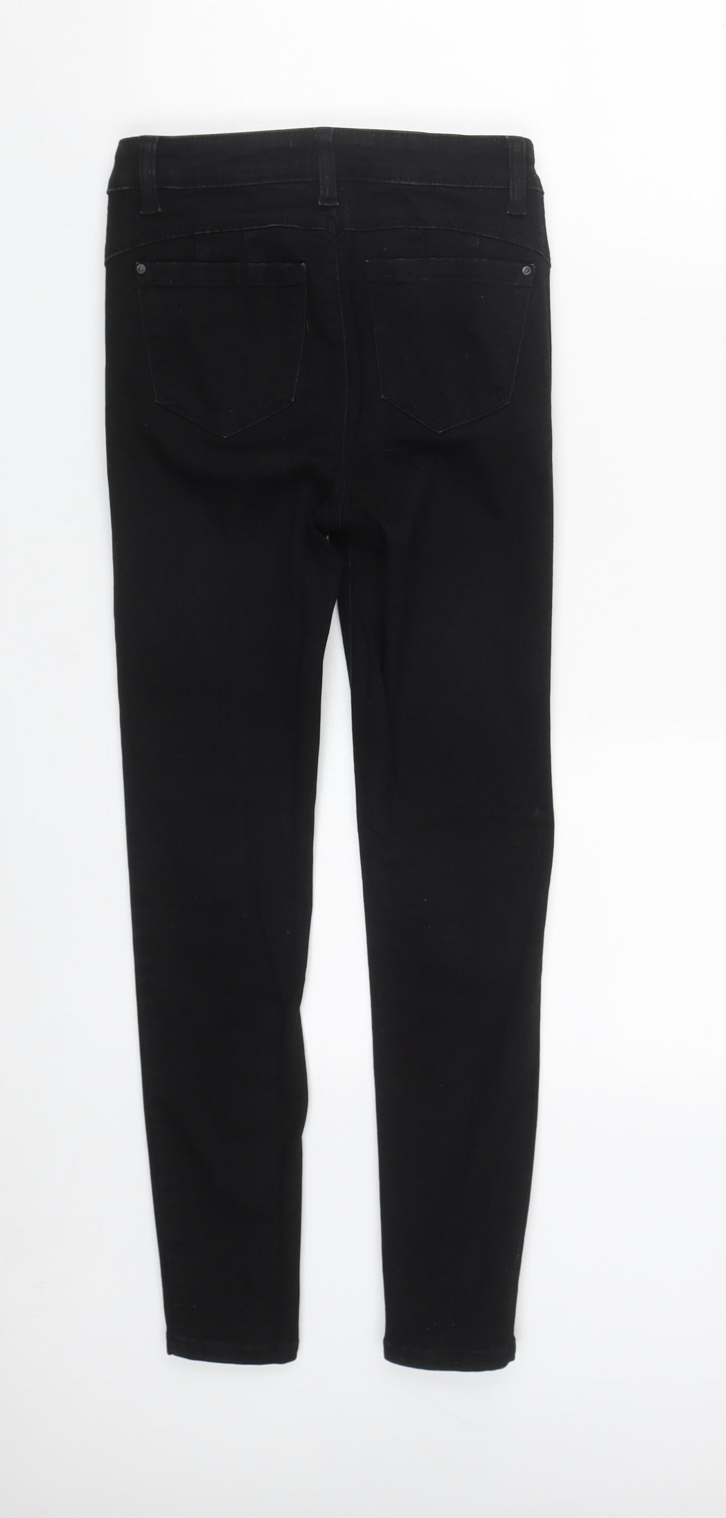 Denim & Co. Womens Black  Cotton Straight Jeans Size 4 L25 in Regular Zip