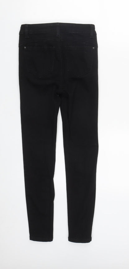 Denim & Co. Womens Black  Cotton Straight Jeans Size 4 L25 in Regular Zip