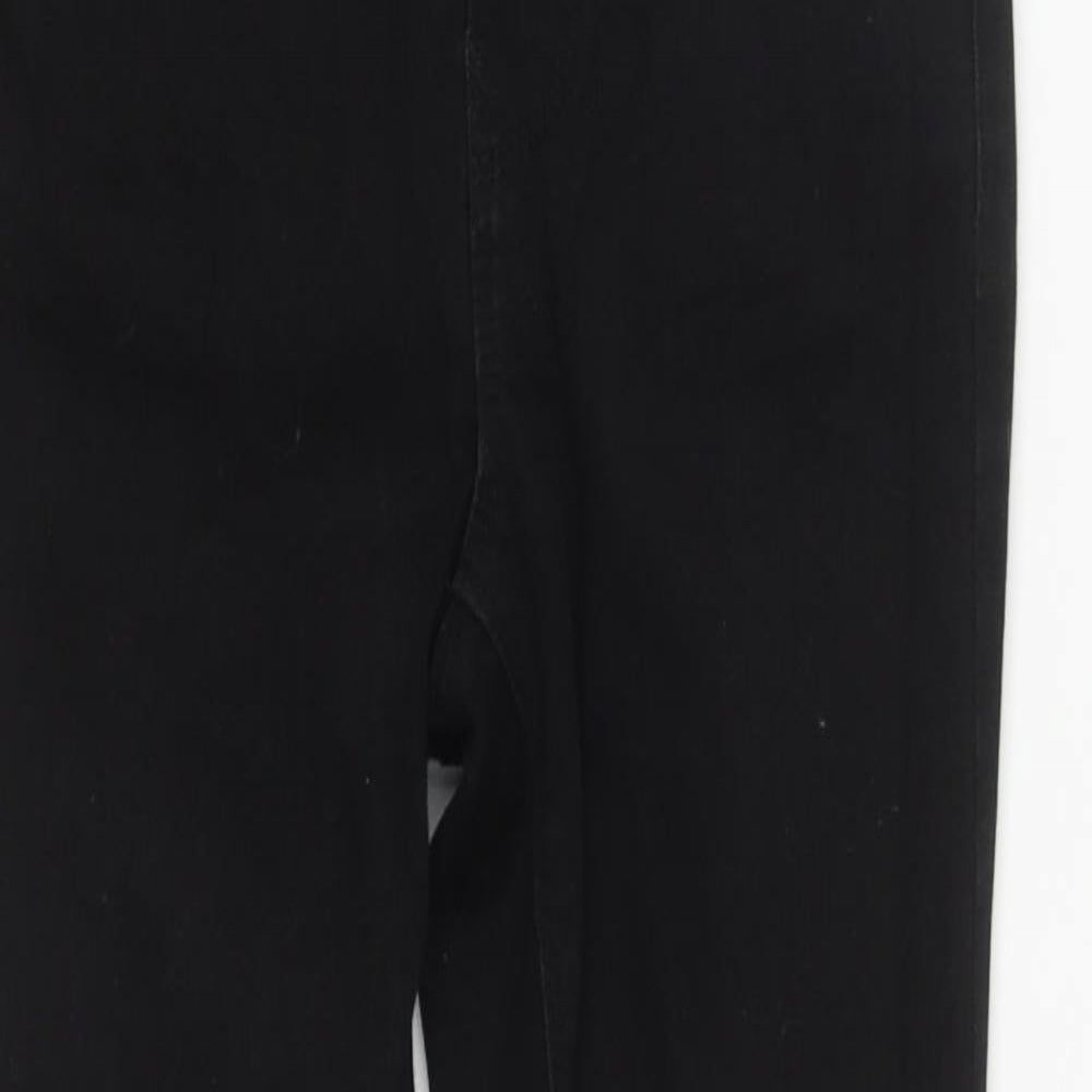 Denim & Co. Womens Black  Cotton Straight Jeans Size 4 L25 in Regular Zip