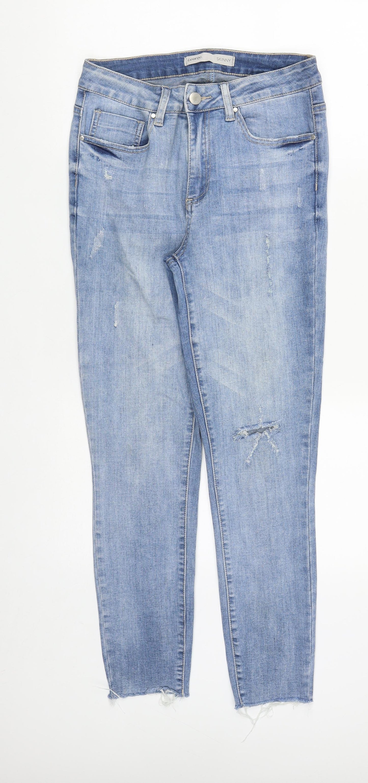 George Womens Blue  Cotton Skinny Jeans Size 10 L27 in Regular Zip