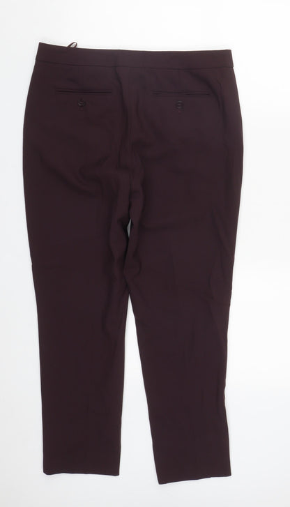PURE Collection Womens Purple  Polyester Trousers  Size 12 L26 in Regular Zip