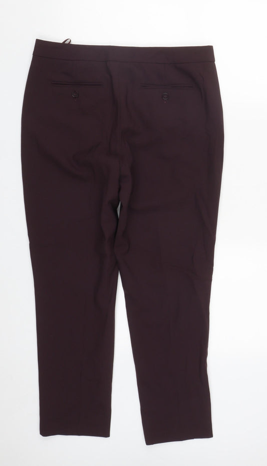 PURE Collection Womens Purple  Polyester Trousers  Size 12 L26 in Regular Zip