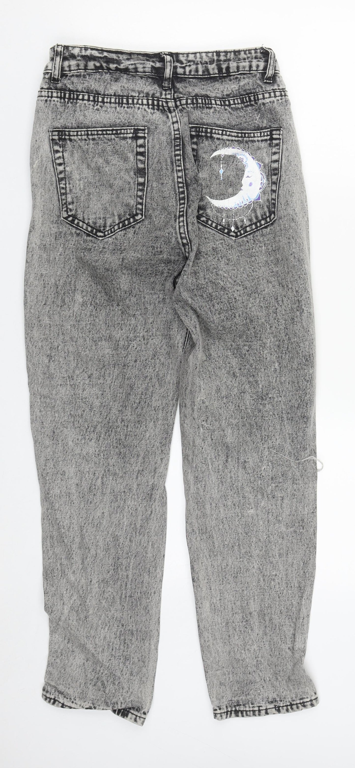 SheIn Womens Grey  Cotton Straight Jeans Size XS L29 in Regular Zip
