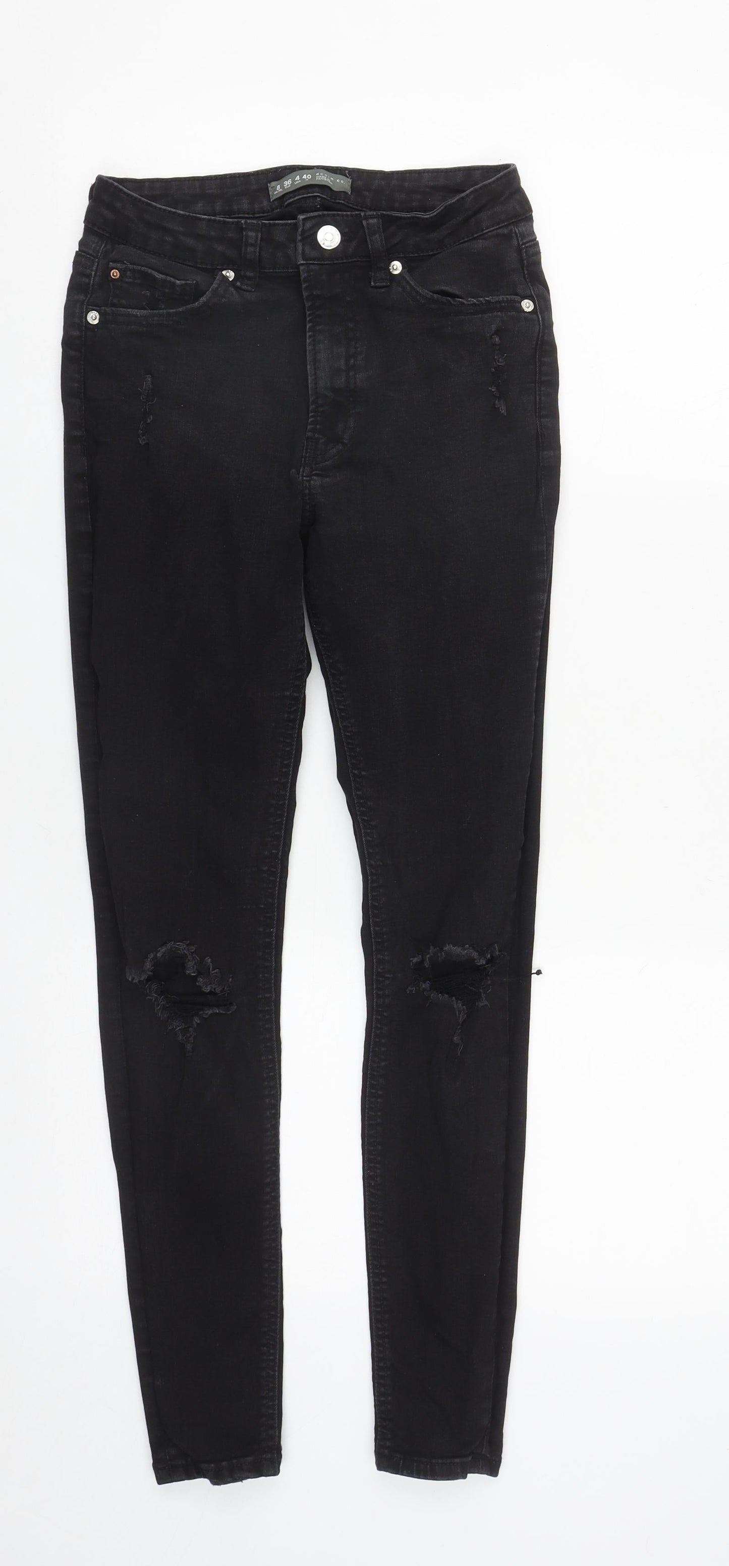 Denim & Co. Womens Black  Cotton Straight Jeans Size 8 L27 in Regular Zip