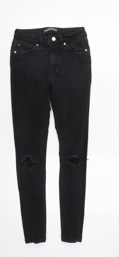 Denim & Co. Womens Black  Cotton Straight Jeans Size 8 L27 in Regular Zip