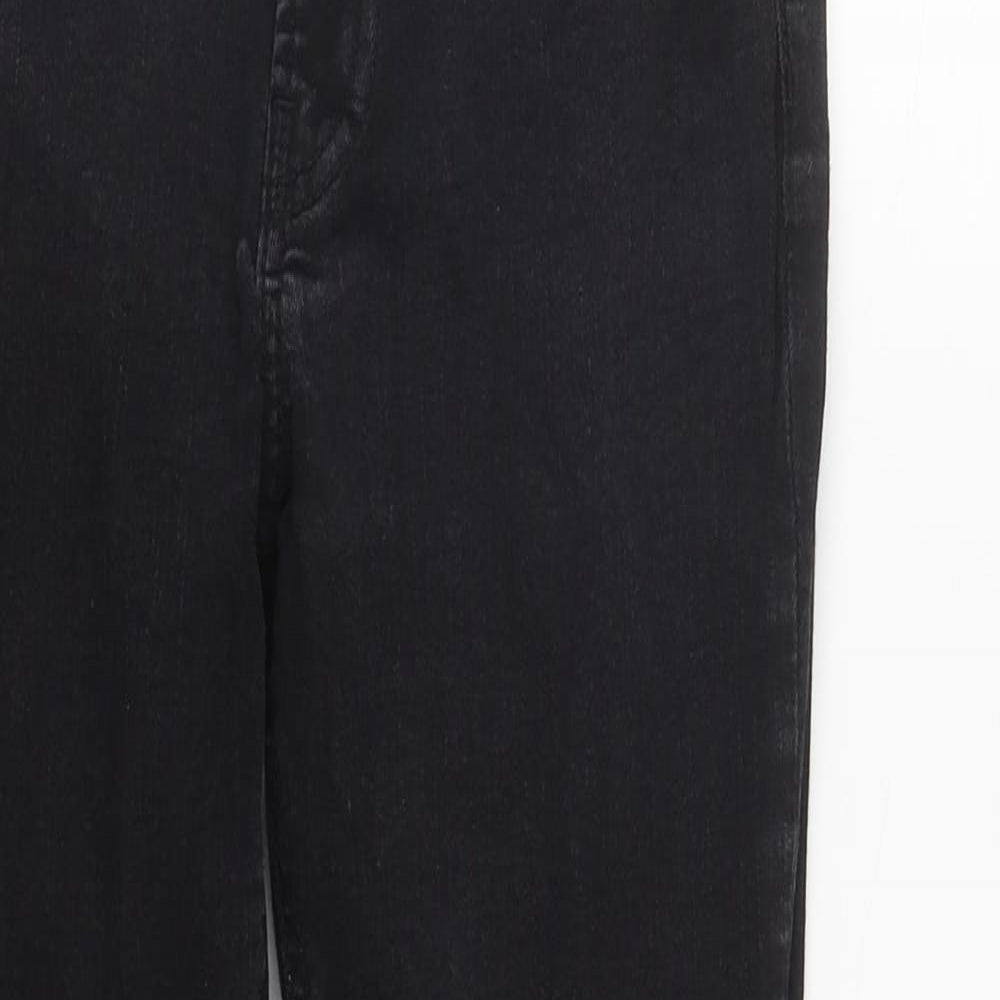 Denim & Co. Womens Black  Cotton Straight Jeans Size 8 L27 in Regular Zip