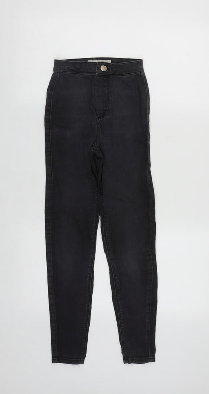 Topshop Womens Black  Cotton Straight Jeans Size 20 in L25 in Regular Zip
