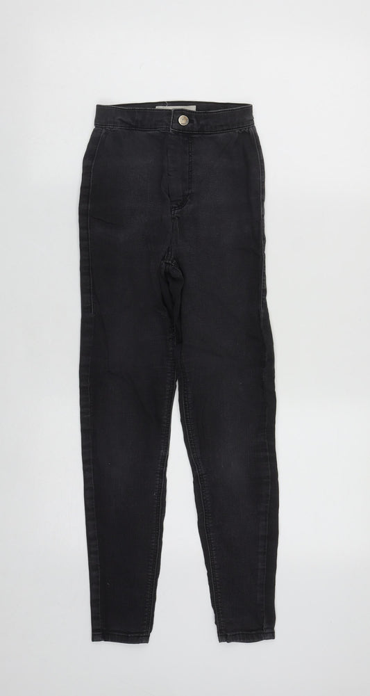 Topshop Womens Black  Cotton Straight Jeans Size 20 in L25 in Regular Zip