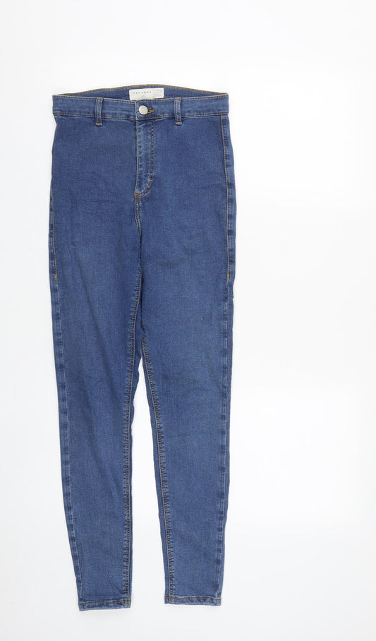Topshop Womens Blue  Cotton Straight Jeans Size 26 in L27 in Regular Zip