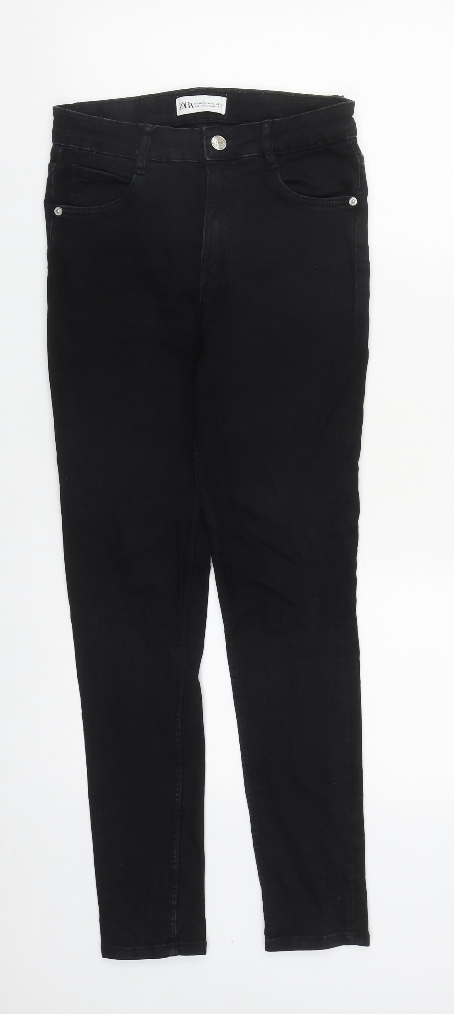 Zanzara Womens Black  Cotton Straight Jeans Size 8 L27 in Regular Zip