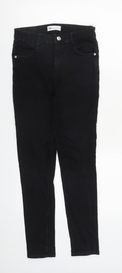 Zanzara Womens Black  Cotton Straight Jeans Size 8 L27 in Regular Zip