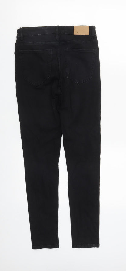 Zanzara Womens Black  Cotton Straight Jeans Size 8 L27 in Regular Zip