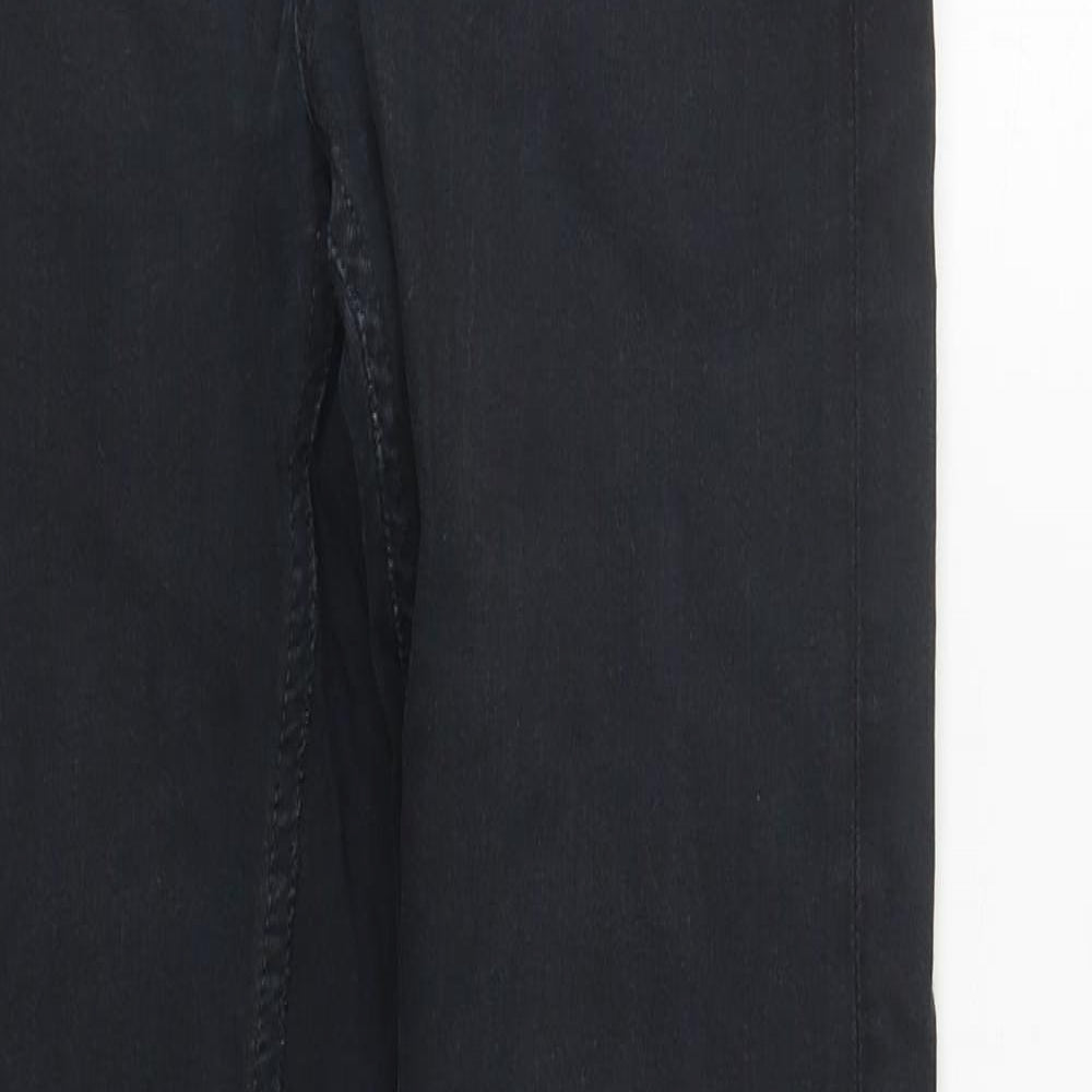 Topshop Womens Black  Cotton Straight Jeans Size 28 in L30 in Regular Zip