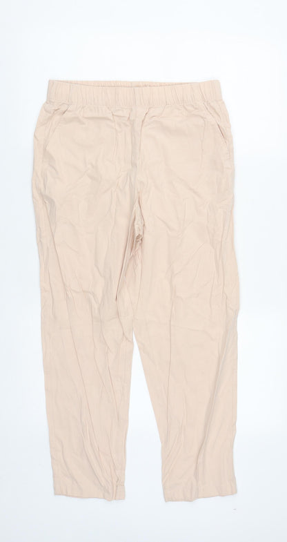 Womens UK Size S Uniqlo Regular Fit Cropped Pink Trousers
