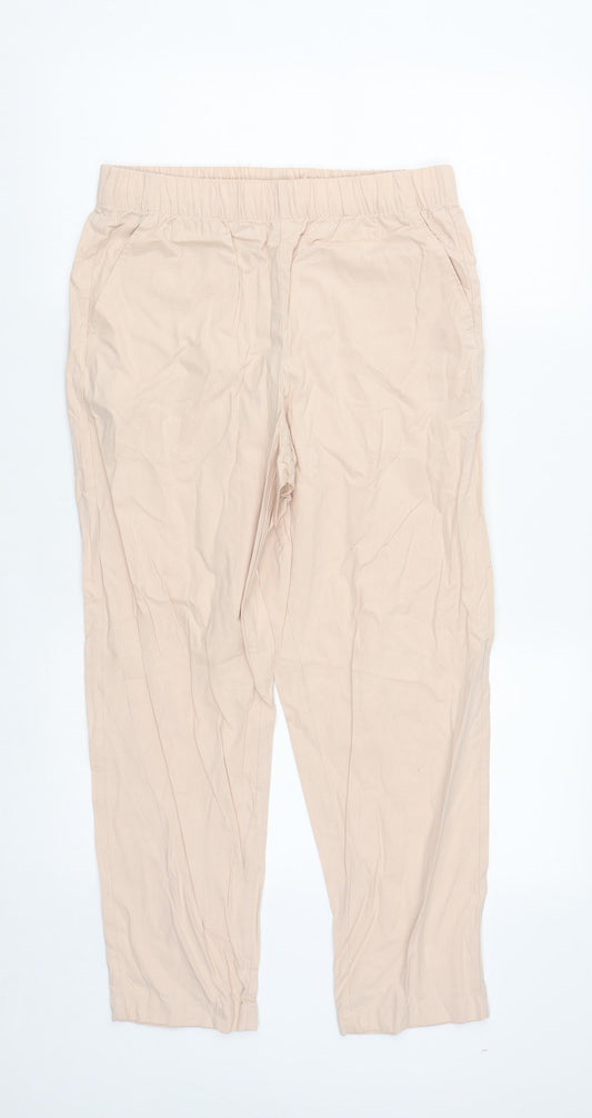 Womens UK Size S Uniqlo Regular Fit Cropped Pink Trousers