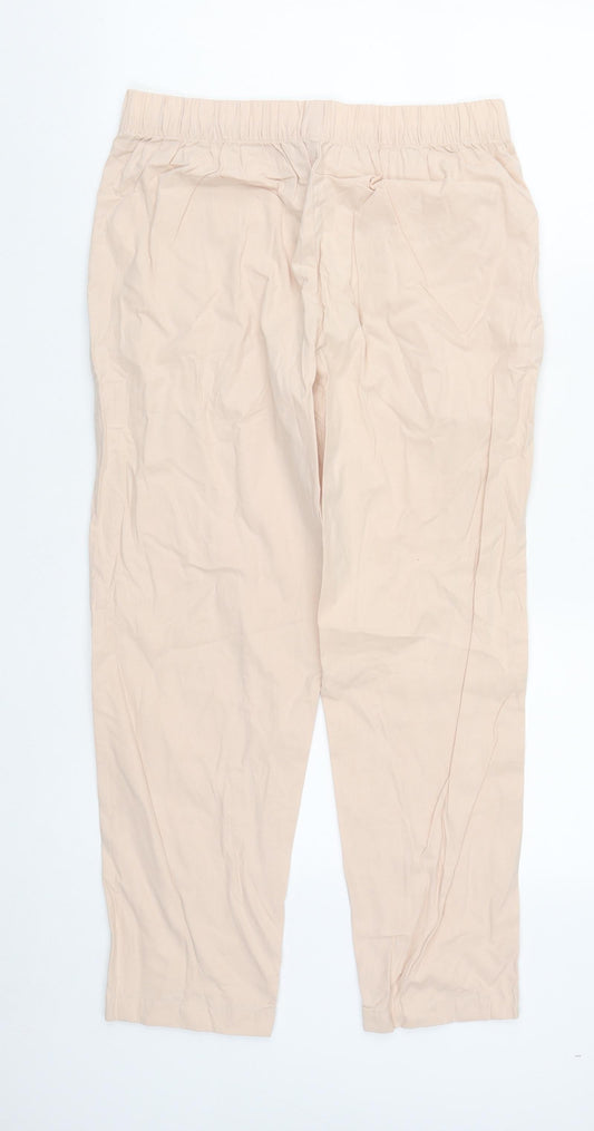 Womens UK Size S Uniqlo Regular Fit Cropped Pink Trousers