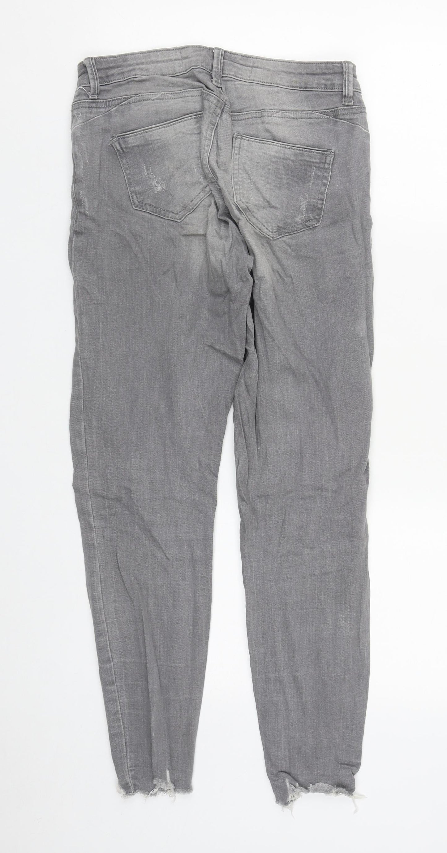 Denim & Co. Womens Grey  Cotton Straight Jeans Size 10 L28 in Regular Zip