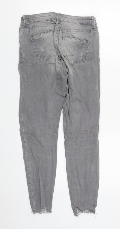 Denim & Co. Womens Grey  Cotton Straight Jeans Size 10 L28 in Regular Zip