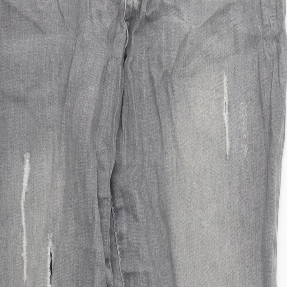 Denim & Co. Womens Grey  Cotton Straight Jeans Size 10 L28 in Regular Zip