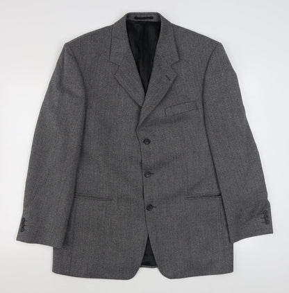 Varteks Mens Grey Herringbone Wool Jacket Suit Jacket Size 42