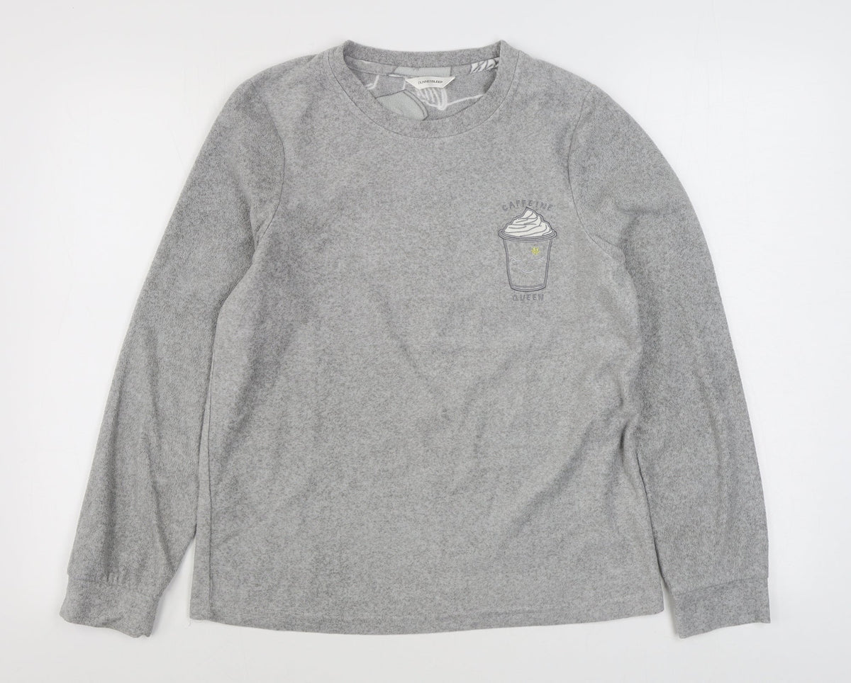 Dunnes Womens Grey Solid Polyester Top Pyjama Set Size S