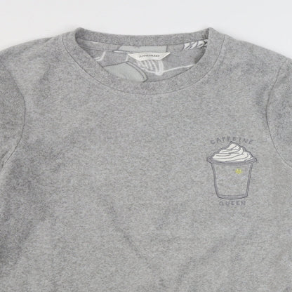Dunnes Womens Grey Solid Polyester Top Pyjama Set Size S