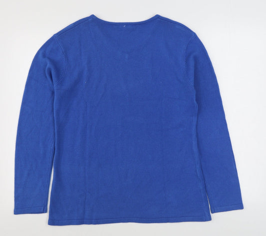 Damart Womens Blue V-Neck  Acrylic Pullover Jumper Size 14