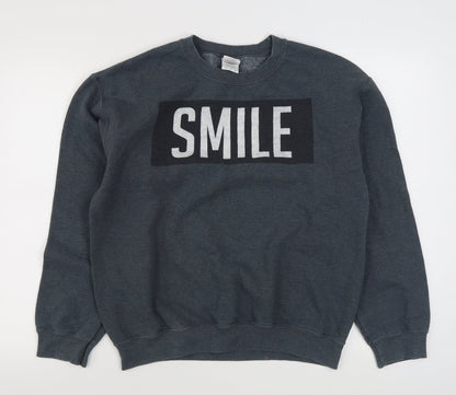 Mens UK Size M Gildan Grey Pullover Sweatshirt