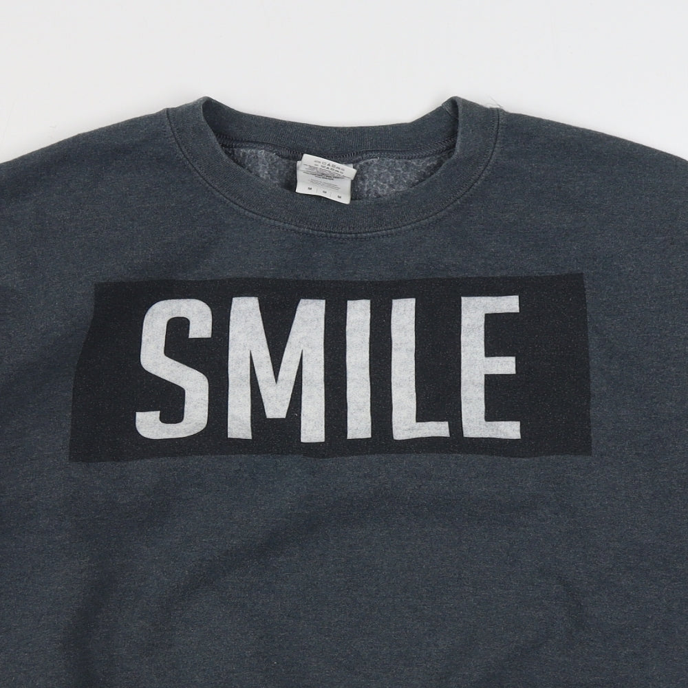 Mens UK Size M Gildan Grey Pullover Sweatshirt