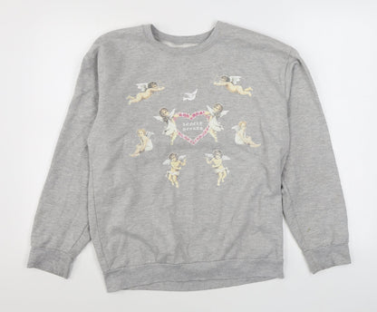 YAA Womens Grey  Polyester Pullover Sweatshirt Size M  Pullover