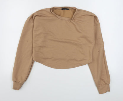 Boohoo Womens Beige  Cotton Pullover Sweatshirt Size S  Pullover - Cropped